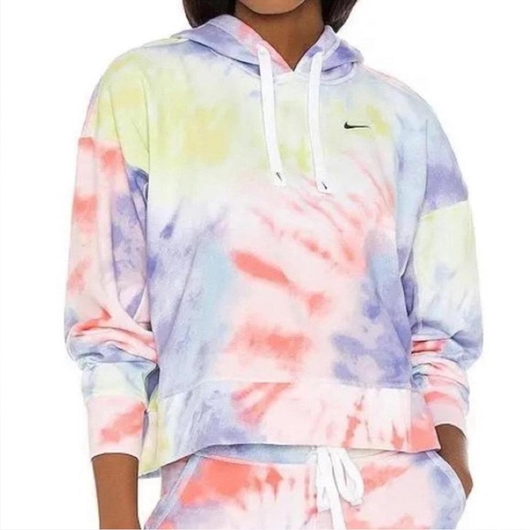 Nike Tops - Nike Women’s Pastel Tie-Dye Hoodie Multicolor Boxy Cropped Large